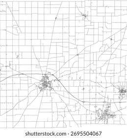 US Ohio State Crawford County Roads vector 2024 for all roads