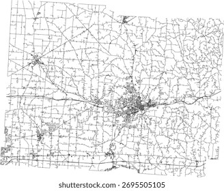Vetor US Ohio State Licking County Roads 2024 para todas as estradas