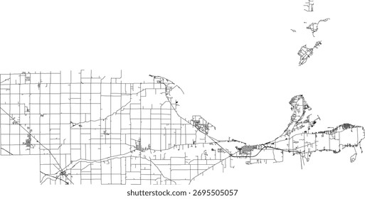 US Ohio State Ottawa County Roads vector 2024 for all roads