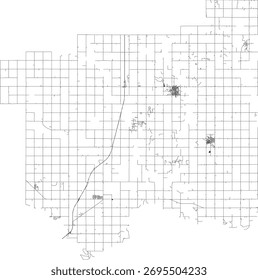 VECTOR de Caminos del Condado de Algodón del Estado de Oklahoma 2024 para todas las carreteras