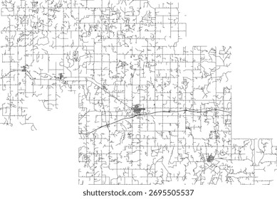 US Oklahoma State Okfuskee County Roads Vektor 2024 für alle Straßen