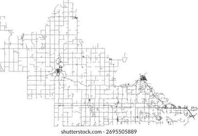 US Oklahoma State Pawnee County Roads vector 2024 for all roads