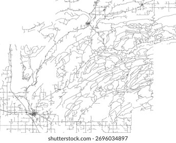 VECTOR de Carreteras del Condado de Pushmataha del Estado de Oklahoma 2024 para todas las carreteras