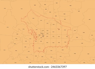 US Oregon Portland City map of Zip codes