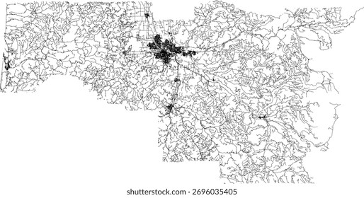 EUA Oregon State Lane County Roads vetor 2024 para todas as estradas