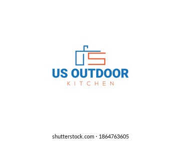 Us Outdoor Kitchen Abstract logo design template