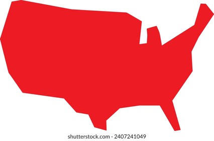 US Outline | Straight Lined Minimal Map  of the U.S.A. | United States Simple Silhouette | Retro Styled Country Icon