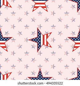 US patriotic stars seamless pattern on national stars background. American patriotic wallpaper. Wallpaper pattern vector illustration.