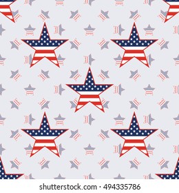 US patriotic stars seamless pattern on american stars background. American patriotic wallpaper. Wrapping pattern vector illustration.