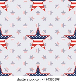 US patriotic stars seamless pattern on american stars background. American patriotic wallpaper. Tillable pattern vector illustration.