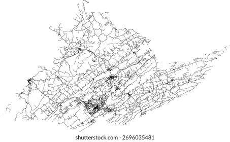 VECTOR de Carreteras del Condado de Pennsylvania State Center 2024 para todas las carreteras