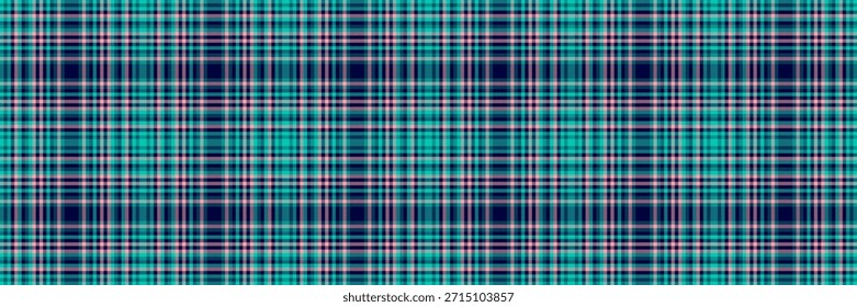 Wir plaid Stoffmuster, Wahl Vektor Textur nahtlos. Teil überprüfen Hintergrund Textil Tartan in dunklen und Neon Teal Farben Palette.