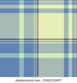Utilice tela de patrón a cuadros, ilustración textil tartán a cuadros. Fondo de Vector sin fisuras de textura curva en paleta de colores claros y azules.