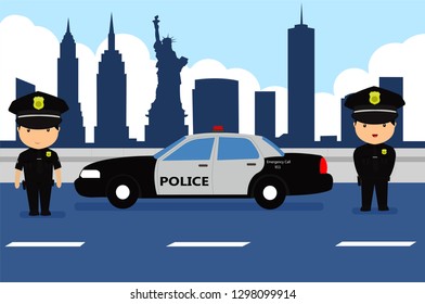 US Police Patrol Illustration. eps 10