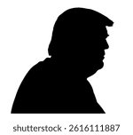 US President Donald Trump, silhouette vector illustration. Icon, badge