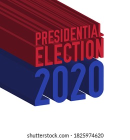 US Presidential election 2020 3D text. Vector illustration.