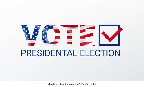 US presidential election banner. Template of isolated typography symbol of USA election voting. Vector illustration for US Election 2024 campaign. Vote day, November 5.