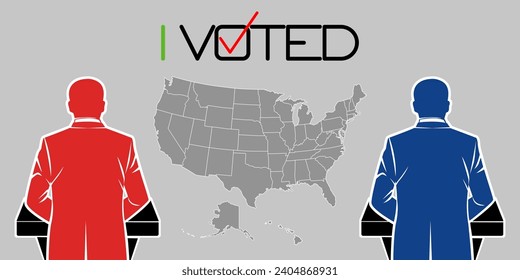 US Presidential election, electoral map of each state. Debate between two candidates, statistics by state.