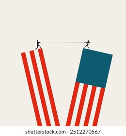 US presidential election vector concept illustration. Divided country, unite message. Minimal design, eps10.