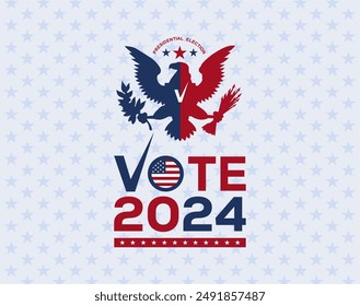 US presidential election Vote November 2024 background, banner, poster, template, campaign, social media feed. Best for US vote 2024 campaign. vector illustration