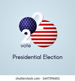 US presidential election Voting Number 2020 USA flag text Vote on a light background Patriotic political theme of the American flag Banner poster USA Presidential Election vote 2020 element Vector