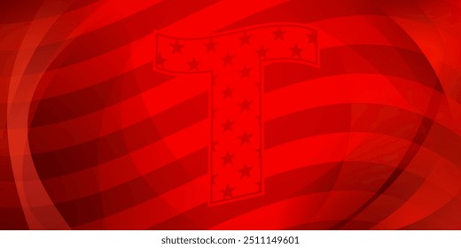 US presidential elections abstract background with elements of the american flag and large letter T in red colors