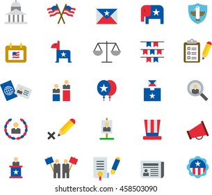 US PRESIDENTIAL ELECTIONS colored flat icons