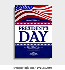 US Presidents Day template design. It is suitable for posters, banners, flyers, invitations, advertising. Vector illustration