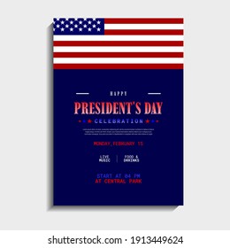US Presidents Day template design. It is suitable for posters, banners, flyers, invitations, advertising. Vector illustration