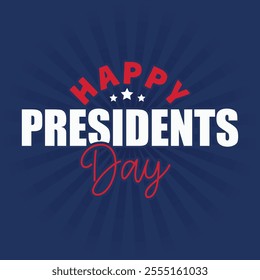 US presidents day template design. on blue background. Editable text for Presidents day banner, poster, greeting card. American national holiday celebration.