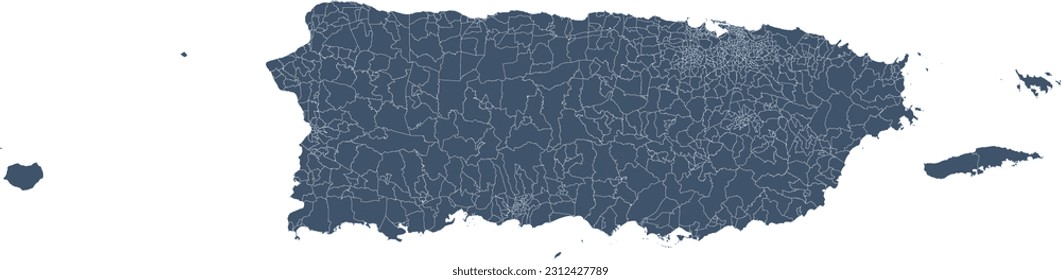 US Puerto Rico unincorporated territory Map with Census Tracts Boundaries