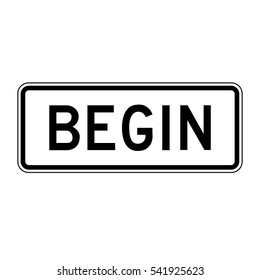 US road sign Begin plate