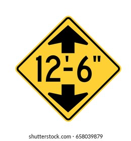 US road warning sign: Low clearance in imperial units