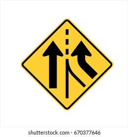 US Road Warning Sign: Merging