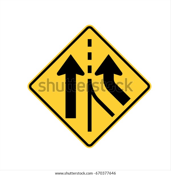 US road warning sign:\
Merging