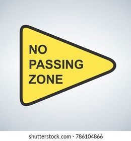 US road warning sign No passing zone vector illustration
