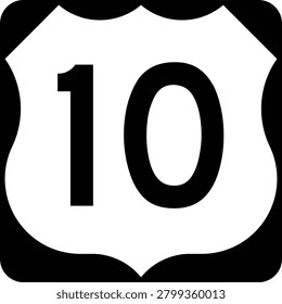 US Route 10 Sign Road Shield Illustration Design Icon