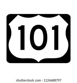 US route 101, filled with white. sign with black frame