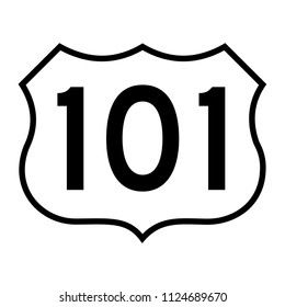 US route 101, filled with white