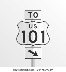 Señal de la Ruta 101 de los Estados Unidos - Brasil - Ilustración vectorial de una señal de carretera blanca que indica la entrada a la Ruta 101 de los Estados Unidos