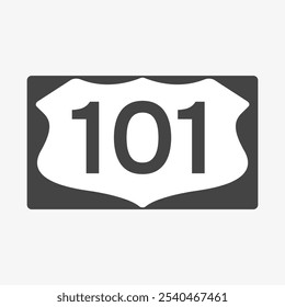 U.S. Route 101 sign. Highway road shield. Travel information mark. Vector illustration