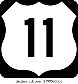 US Route 11 Sign Road Shield Illustration Design Icon