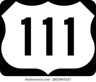 US Route 111 Sign Road Shield Illustration Design Icon.