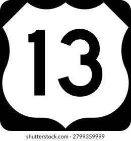 US Route 13 Sign Road Shield Illustration Design Icon