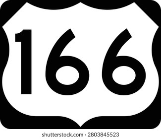 US Route 166 Sign Road Shield Illustration Design Icon