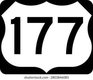 US Route 177 Sign Road Shield Illustration Design Icon.