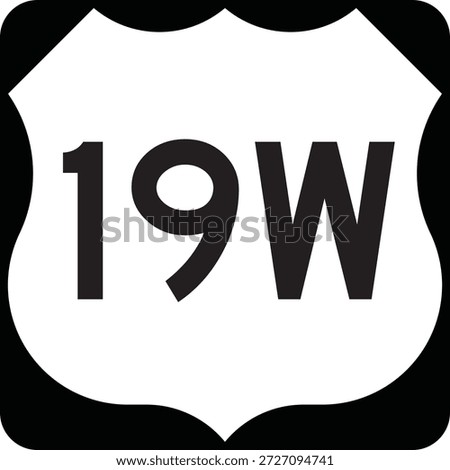 US Route 19W Highway Shield Highway Marker Design Editable Vector