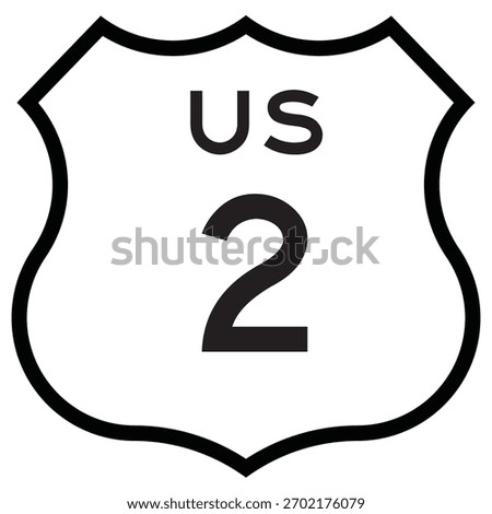 US Route 2 Shield Sign Highway Route Marker Editable Vector