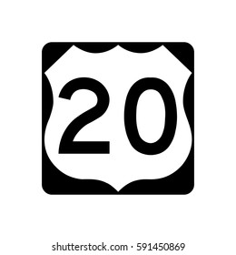 U.S. Route 20. black frame white background