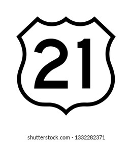 US route 21 sign, shield sign with route number